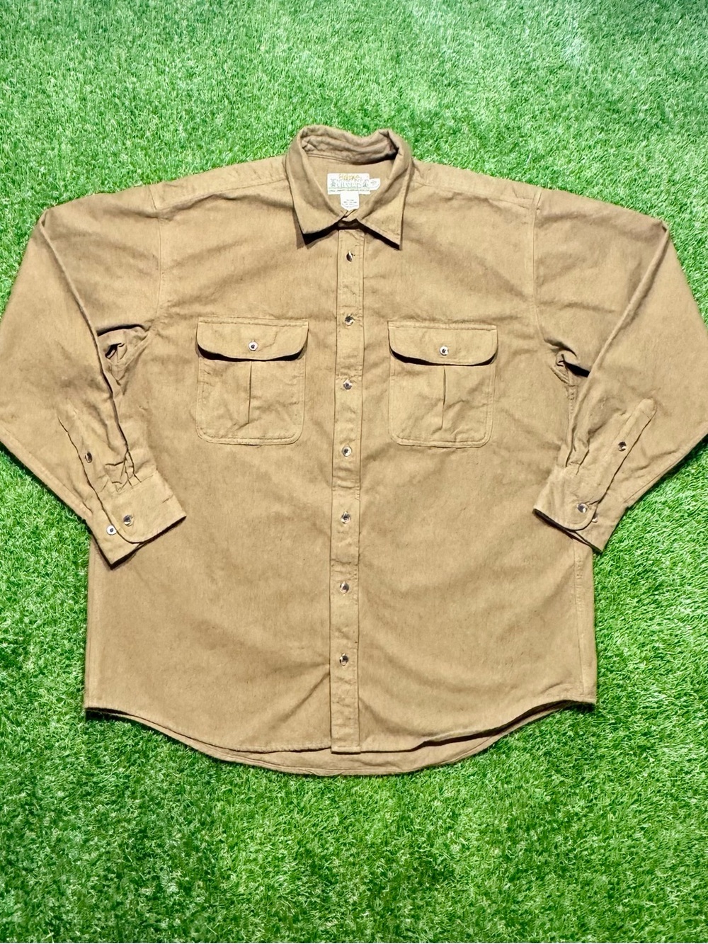 Cabela's Deerskin Soft Chamois Men's XL Tall Button-Up Shirt Olive Green Pockets
